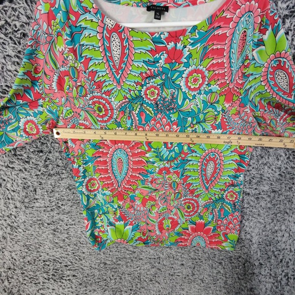 Talbots Womens XL Paisley Floral 3/4 Sleeve Boat Neck Floral Cotton Modal Top - Picture 2 of 16